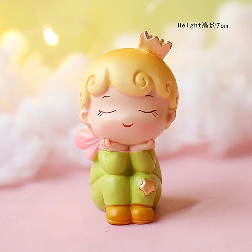 Prince Princess Cake Decoration Happy Birthday Boy Girl Topper Resin Star Moon Child Like Decorate Party Gift 