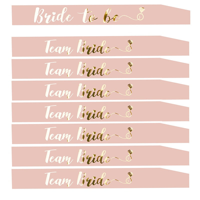 Set Wedding Decorations Team Bride Satin Sash Bridal Shower Bridesmaid Gift Bachelorette Party Decoration Supply 