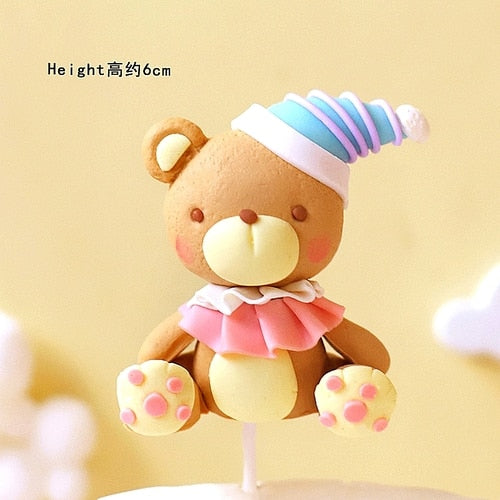 Cartoon Lovely Bear Birthday Party Star Moon Cake Topper Child Theme Baby Dessert Decoration Baking Cakes 