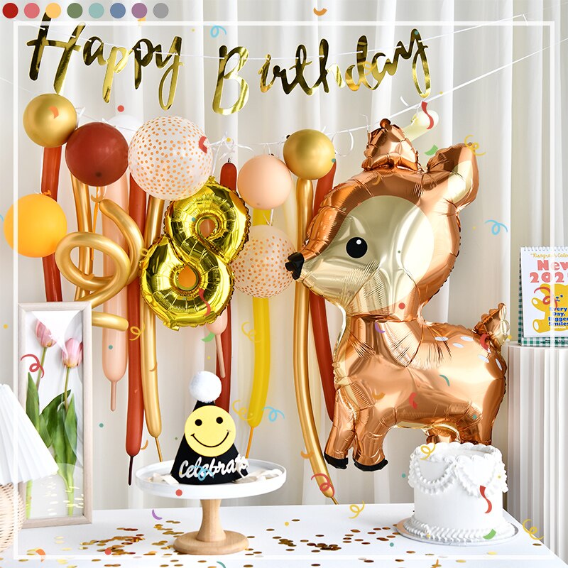 Ins Woodland Animal Balloon Garland Boho st Birthday Party Decoration Deer Magic Banner Inflatable Decorations