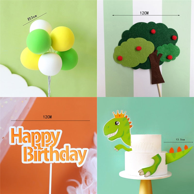 Dinosaur Theme Cake Topper Lovely Cartoon Zoo Dino Jungle Decoration Soft pottery Baby Shower Birthday Party Supplies 