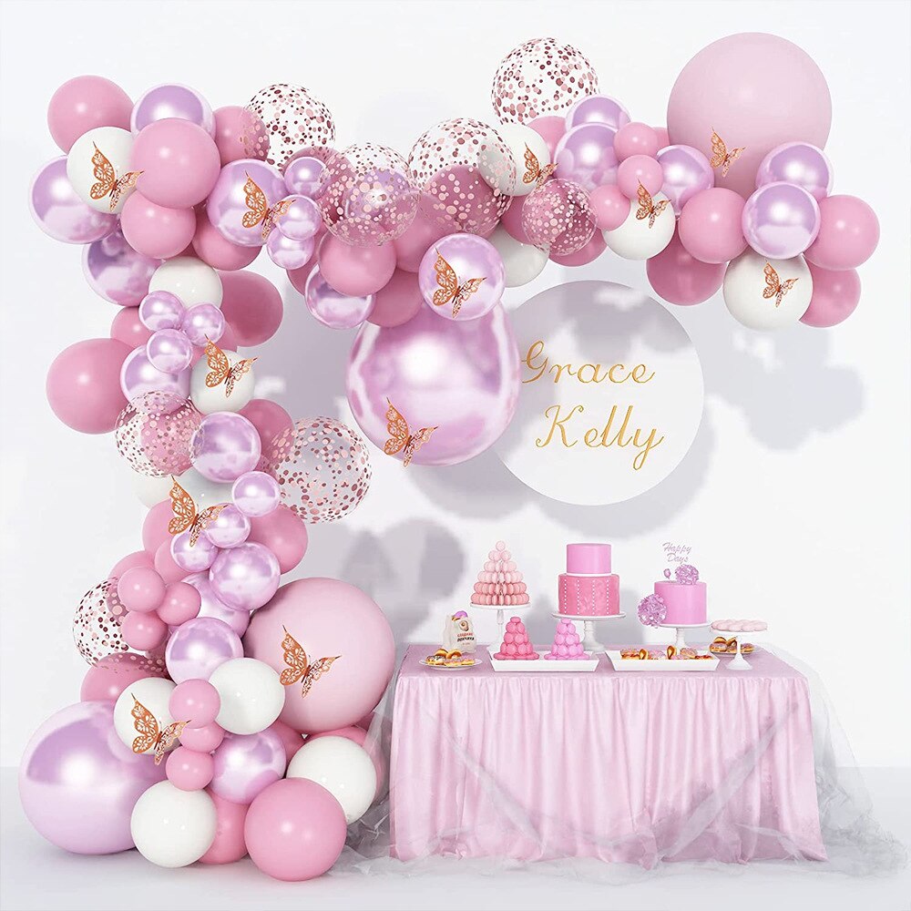 pcs Glitter Pink Balloons Garland Arch Kit Metal Rose Gold Confetti Ballon Wedding Decoration Birthday Party Baby Shower Globe Inflatable Decorations