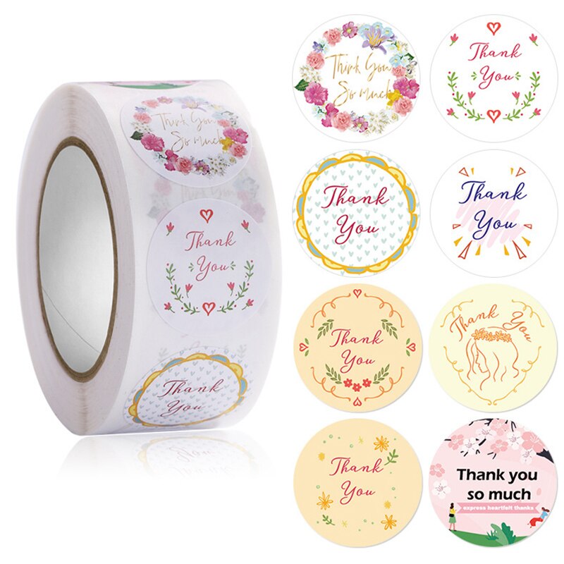 pcs Thank Stickers Kraft Paper Self-adhesive Sealing Wedding Birthday Party Gifts Bag Packaging Supplies 