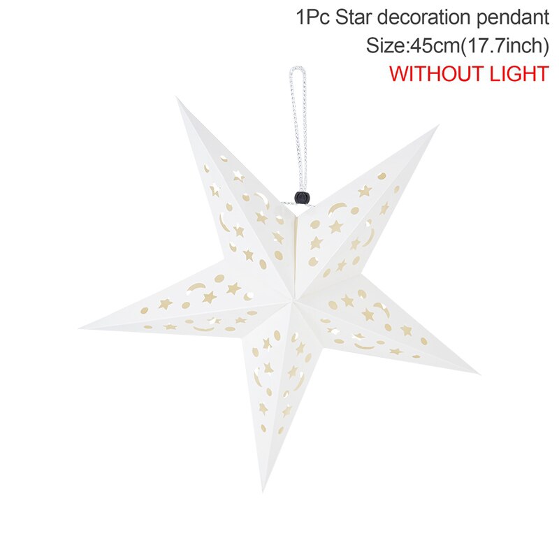 30/45/60cm Hollow Out Star Hanging Pendant Eid Mubarak Decorative Home Party Outdoor Paper Lantern Stars Lampshade Garden Decor PartyDecorHQ