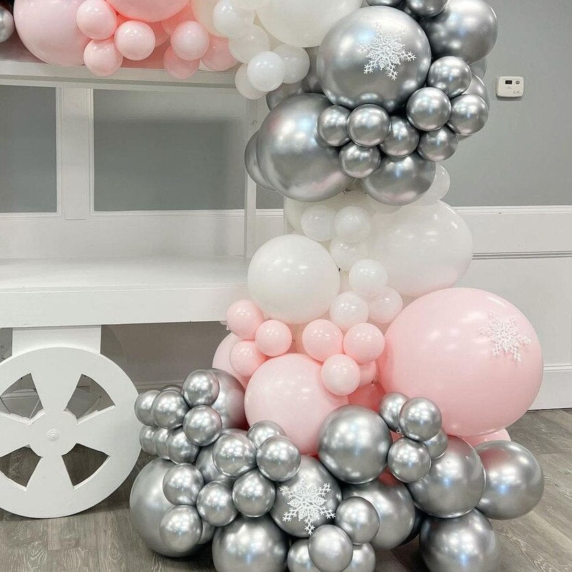 pcs/Set Silver Chrome Pink White Balloon Garland Arch Kit Baby Shower Birthday Party Decorations Backdrop Supplies Globos Inflatable