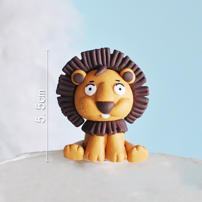 Lovely Animal Cake Topper Safari Jungle Wild Forest Tiger Lion Animals Figures Woodland Cupcake Toppers Decoration Birthda 