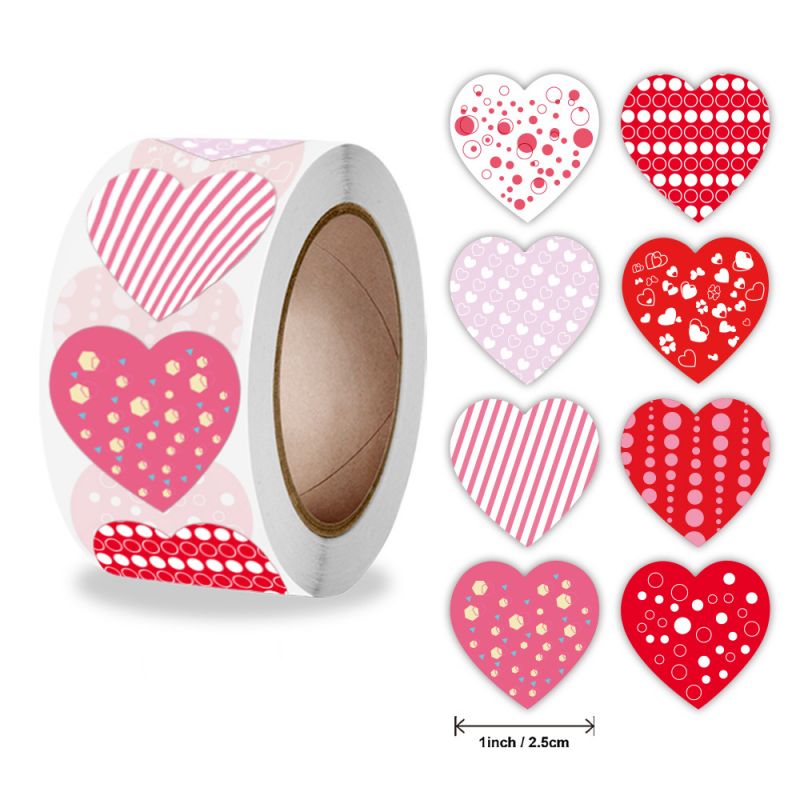 pcs Colorful Heart Paper Stickers Self-adhesive Sealing Wedding Party Valentine's Gifts Bag Packaging Supplies 