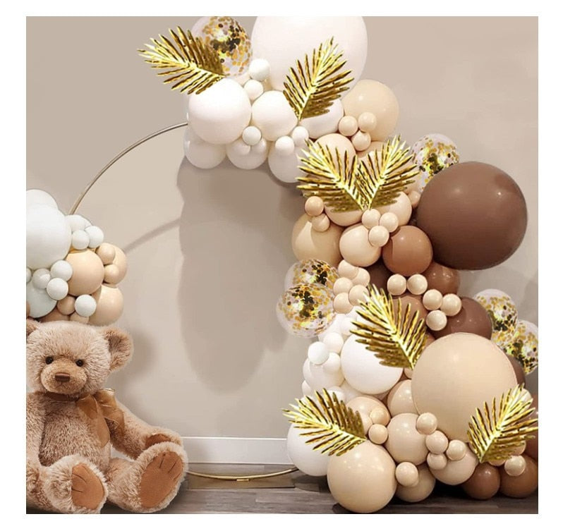 Boho Balloon Garland Arch Kit Golden Confetti Palm Leaves Baby Shower Birthday Party Wedding Decorations Inflatable