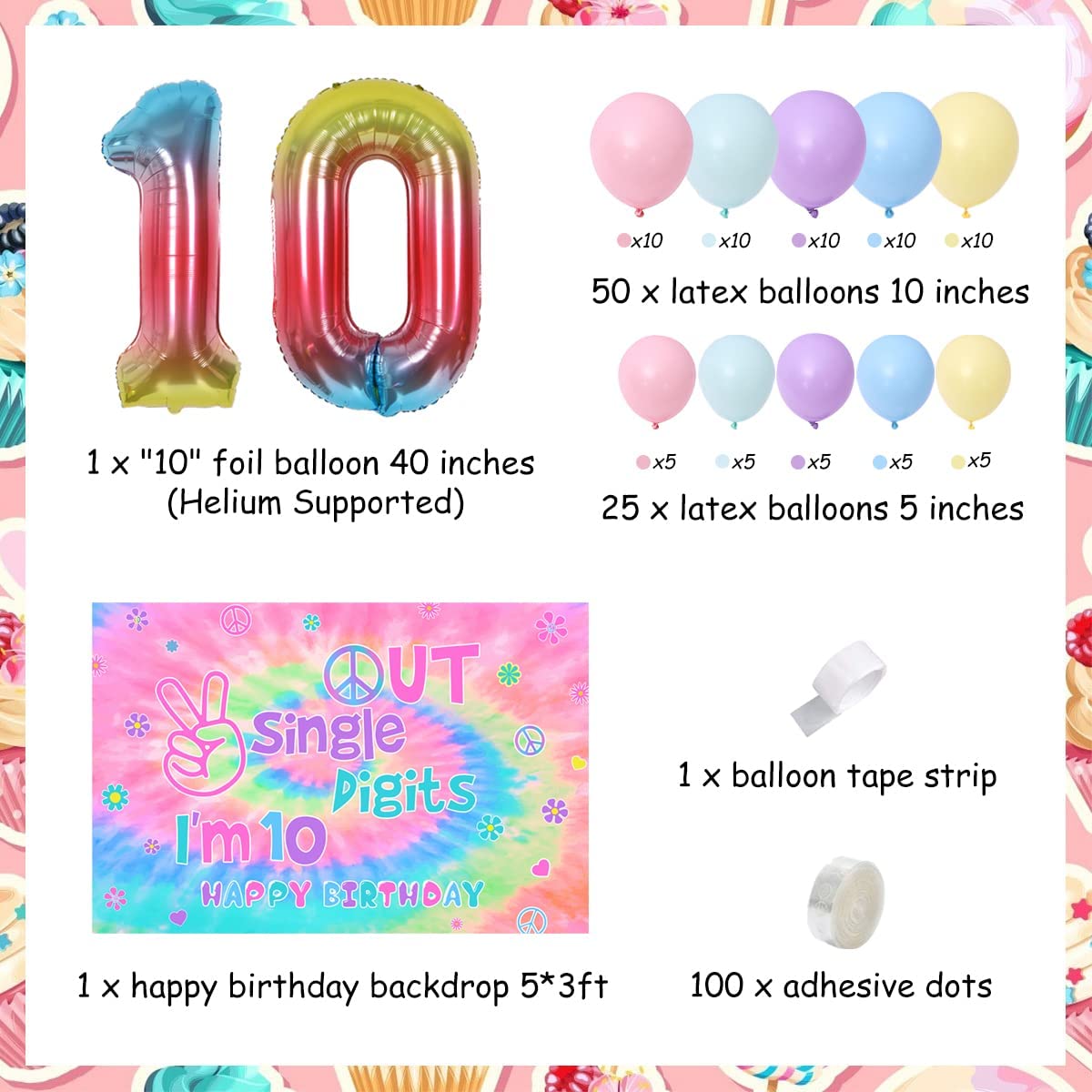 Tie Dye th Birthday Party Decoration Supplies Hippie Macaron Balloon Garland Kit Single Digits Backdrop Inflatable Decorations