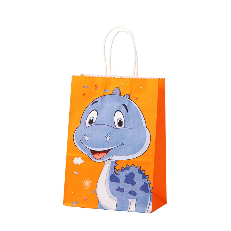 pcs Cartoon Dinosaurs Gifts Bag Handheld Kraft Paper Bags Candy Cake Packaging Kids Jungle Birthday Anniversary Party Supplies 