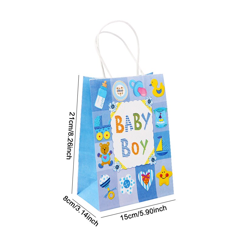 pcs Baby Shower Gifts Bag Pink Blue Handheld Paper Bags Candy Packaging Boy Girl Birthday Anniversary Party Supplies 