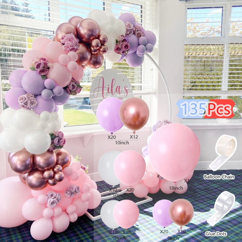 Balloon Arch Set Pink Blue White Confetti Garland Wedding Baby Baptism Shower Birthday Party Balloons Decoration Inflatable Decorations