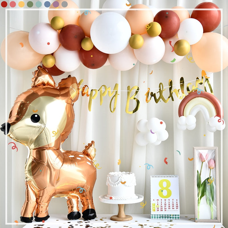 Ins Woodland Animal Balloon Garland Boho st Birthday Party Decoration Deer Magic Banner Inflatable Decorations