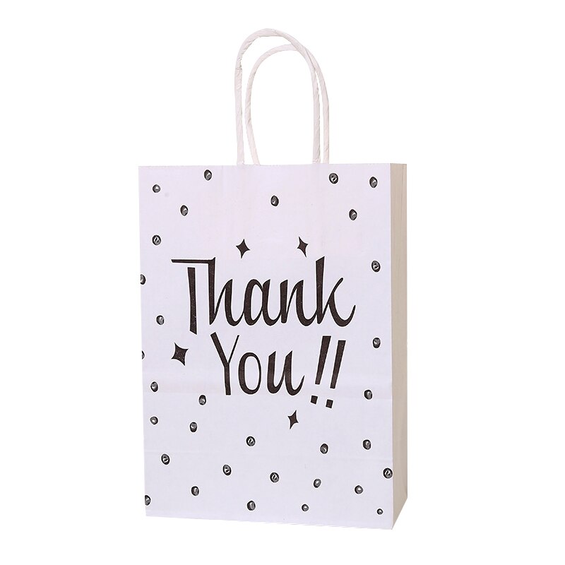 pcs Thank Tote Bag White Paper Gift Bags Candy Cookie Packaging Wedding Birthday Party Decoration Baby Shower Supplies 