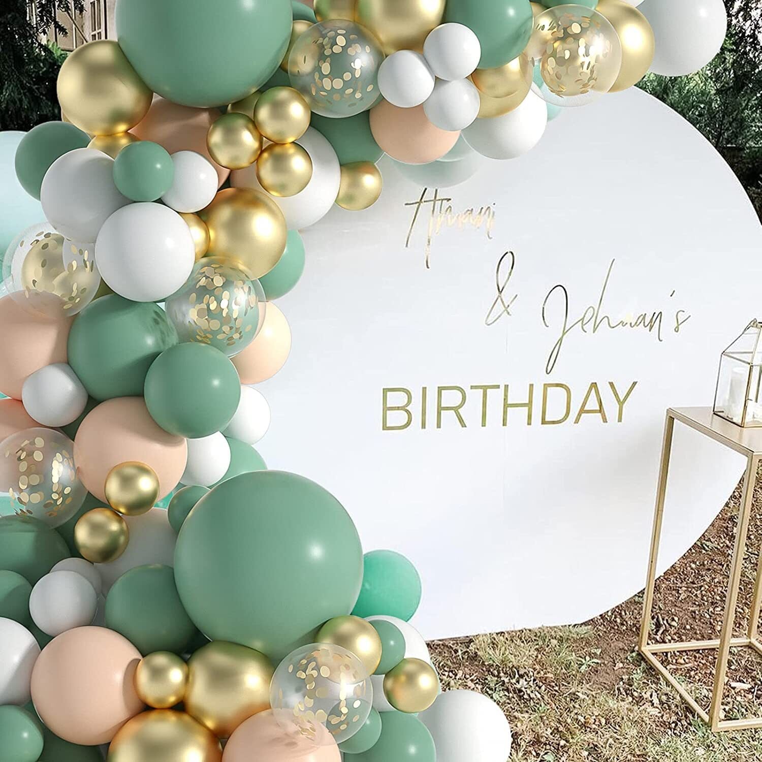 Retro Green Balloon Garland Set Gold White Latex Confetti Balloons Arch Kit Birthday Wedding Party Decoration Inflatable Decorations