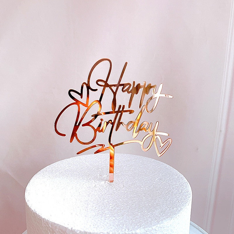 Happy Birthday Cake Topper Acrylic Letter Toppers Party Supplies Black Decorations Boy Designs 