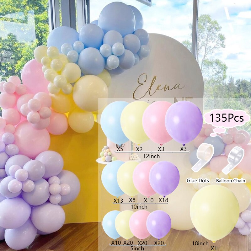 Balloons Arch Set Blue Yellow Pink Purple Balloon Garland Birthday Party Baby Baptism Shower Wedding Balloon Arch Kit Decoration PartyDecorHQ