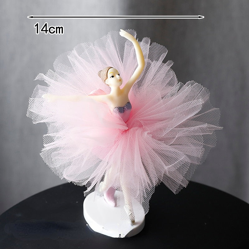 White Pink Ballet Girls Decoration Hook Ribbon Happy Birthday Cake Topper Wedding Bride Party Supplies Baking Decor Gifts 