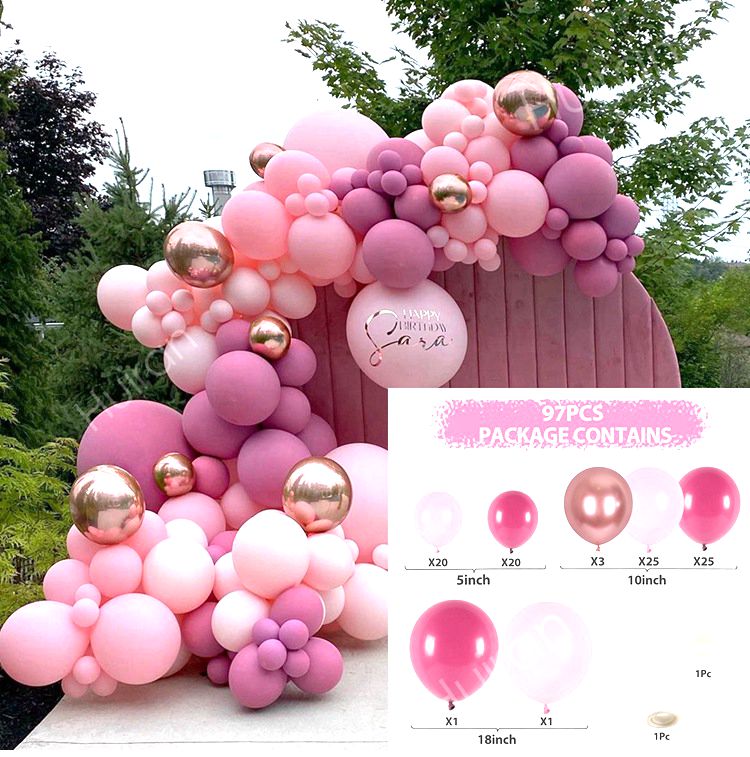 Macaron Pink Balloon Garland Arch Kit Wedding Birthday Party Decoration Kids Globos Gold Confetti Latex Ballon Baby Shower Girl Inflatable Decorations