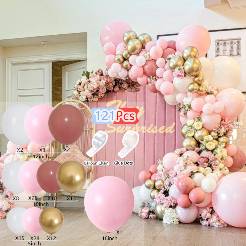 Balloons Arch Set Pink White Green Baloon Garland Baby Baptism Shower Balloon Kit Birthday Party Wedding Decoration 