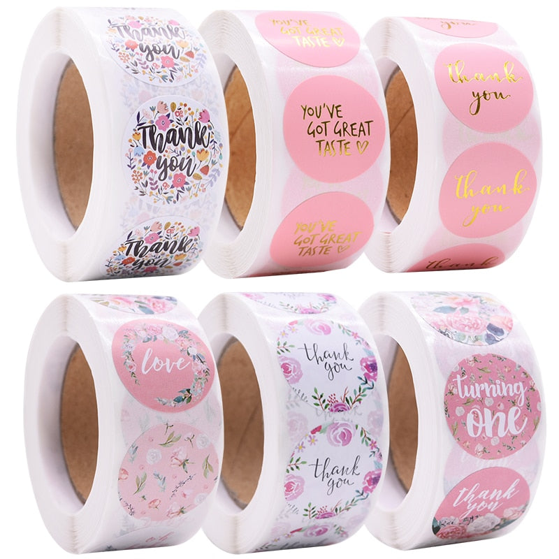 pcs/roll Thank Sticker cm Love Design Diary Scrapbook Stickers Wedding Birthday Party Gift Packaging Seal Labels Decor 