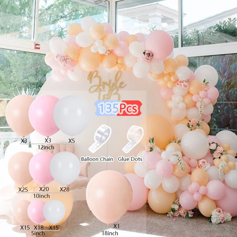 Pcs Balloon Arch Set Pink White Orange Birthday Balloons Garland Baby Baptism Shower Party Decoration Kit Inflatable Decorations