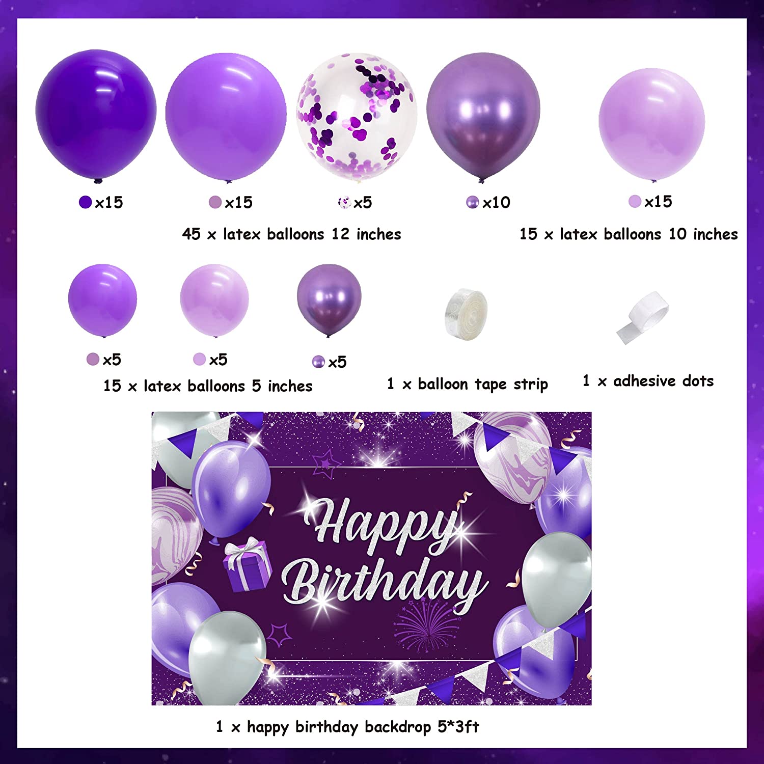 Purple th Birthday Party Decoration Balloon Garland Arch Kit Happy Backdrop Supplies Inflatable Decorations