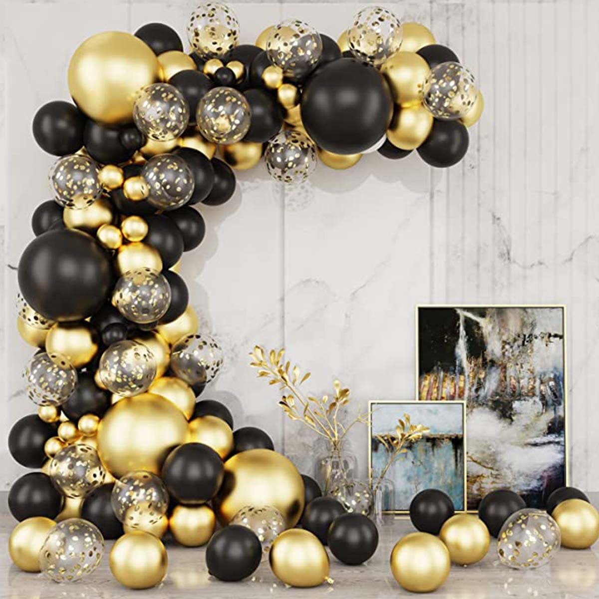 Birthday Black Gold Balloon Garland Arch Kit Happy 30 40 50 Birthday Party Decoration Adults Baby Shower Balloon Supplies PartyDecorHQ