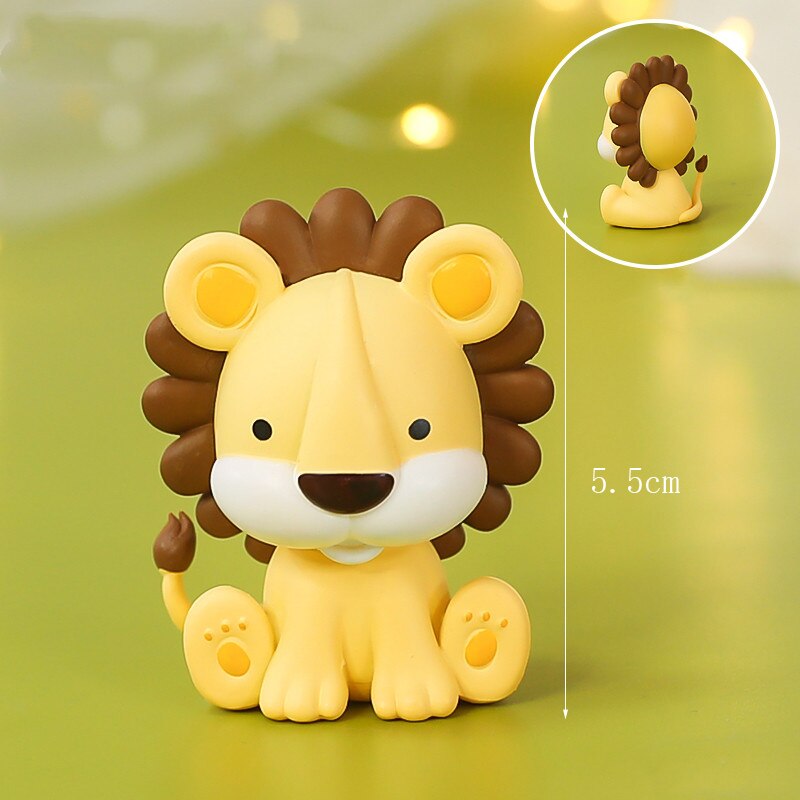 Lovely Animal Cake Topper Safari Jungle Wild Forest Tiger Lion Animals Figures Woodland Cupcake Toppers Decoration Birthda 