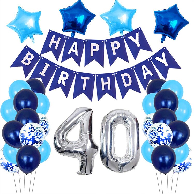 Years Old Birthday Party Decoration Blue Latex Balloon Kit Banner Foil Number Balloons Boys 