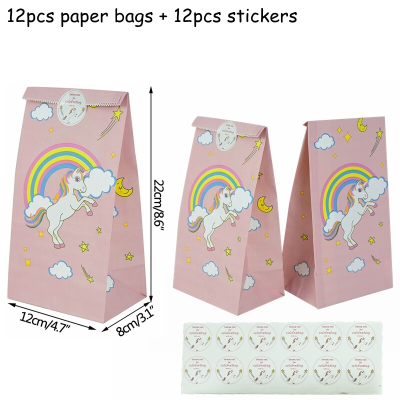 Unicorn Theme Party Paper Gift Bags Popcorn Cookie Candy Bag Box Kids Birthday Decoration Wedding Baby Shower Supplies 