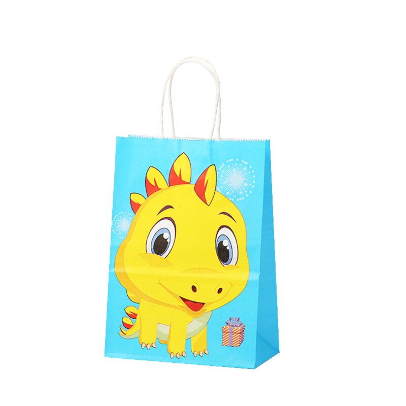 pcs Cartoon Dinosaurs Gifts Bag Handheld Kraft Paper Bags Candy Cake Packaging Kids Jungle Birthday Anniversary Party Supplies 