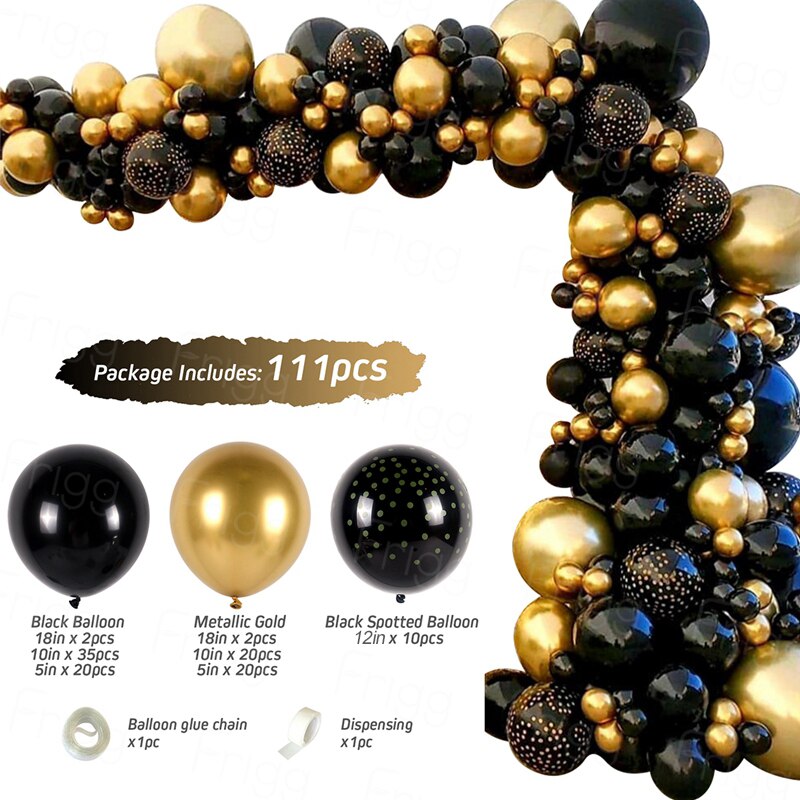 Black Gold Balloon Garland Arch Happy Birthday Party Decoration Kids Graduation Latex Baloon Wedding Decor Inflatable Decorations