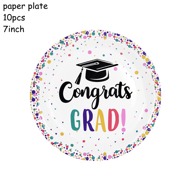 Graduation Party Disposable Tableware Congrats Grad Paper Plate Cup Napkin Set Class Supplies 