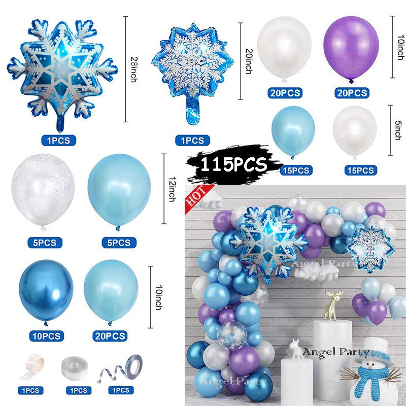 Frozen elsa Snowflakes Foil Balloons Garland Arch Happy Birthday Banner Baby Shower Baptism Party Globos Kids Toy Gifts Girls Inflatable Decorations