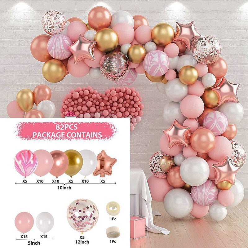 Macaron Balloon Garland Arch Kit Wedding Birthday Party Decoration Home Baby Shower Rose Gold Confetti Latex Balloons 