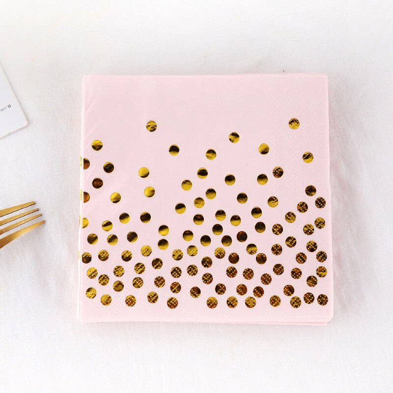 pcs Bronzing Dot Napkins Black Pink White Paper Towels Tissue Wedding Birthday Party Decoration Handkerchiefs Table Decor 