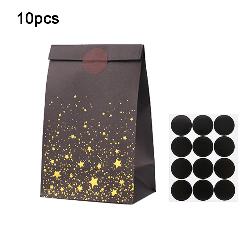 pcs Thank Love Gift Bag Sticker Bronzing Black Kraft Paper Bags Wedding Birthday Party Candy Cookie Packaging 