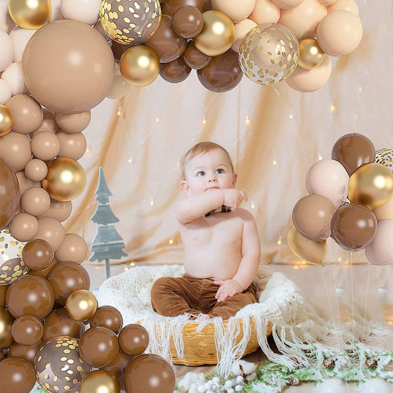 pcs Retro Brown Latex Balloon Garland Kit Confetti Arch Graduation Wedding Baby Shower Boys Girl Birthday Party Decor Inflatable Decorations