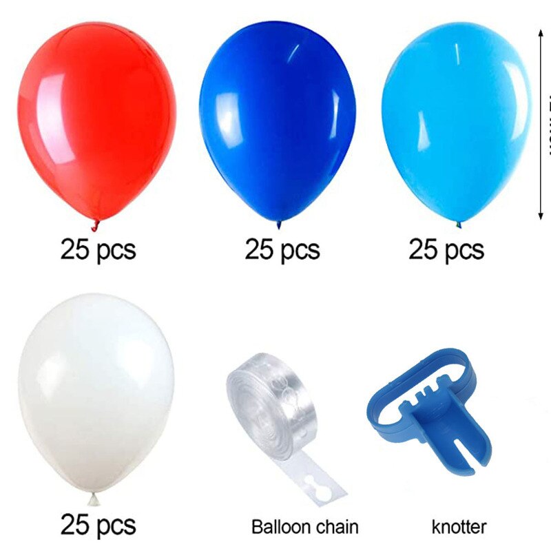 Blue Red Balloon Garland Arch Kit White Latex Balloon for Boy Birthday Party Baby Shower Graduation Party Supplies PartyDecorHQ