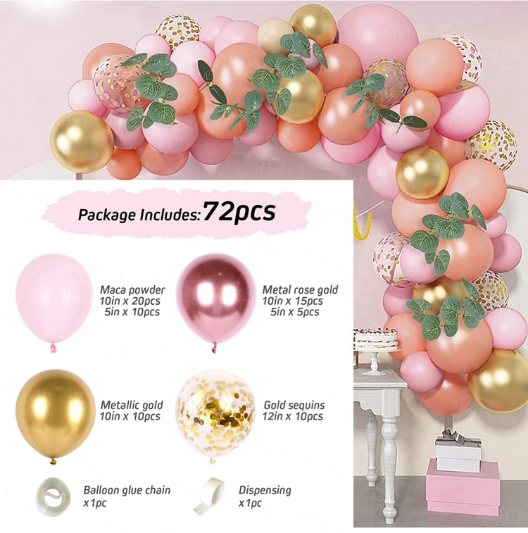 Macaron Balloon Garland Arch Kit Wedding Birthday Party Decoration Home Baby Shower Rose Gold Confetti Latex Balloons 