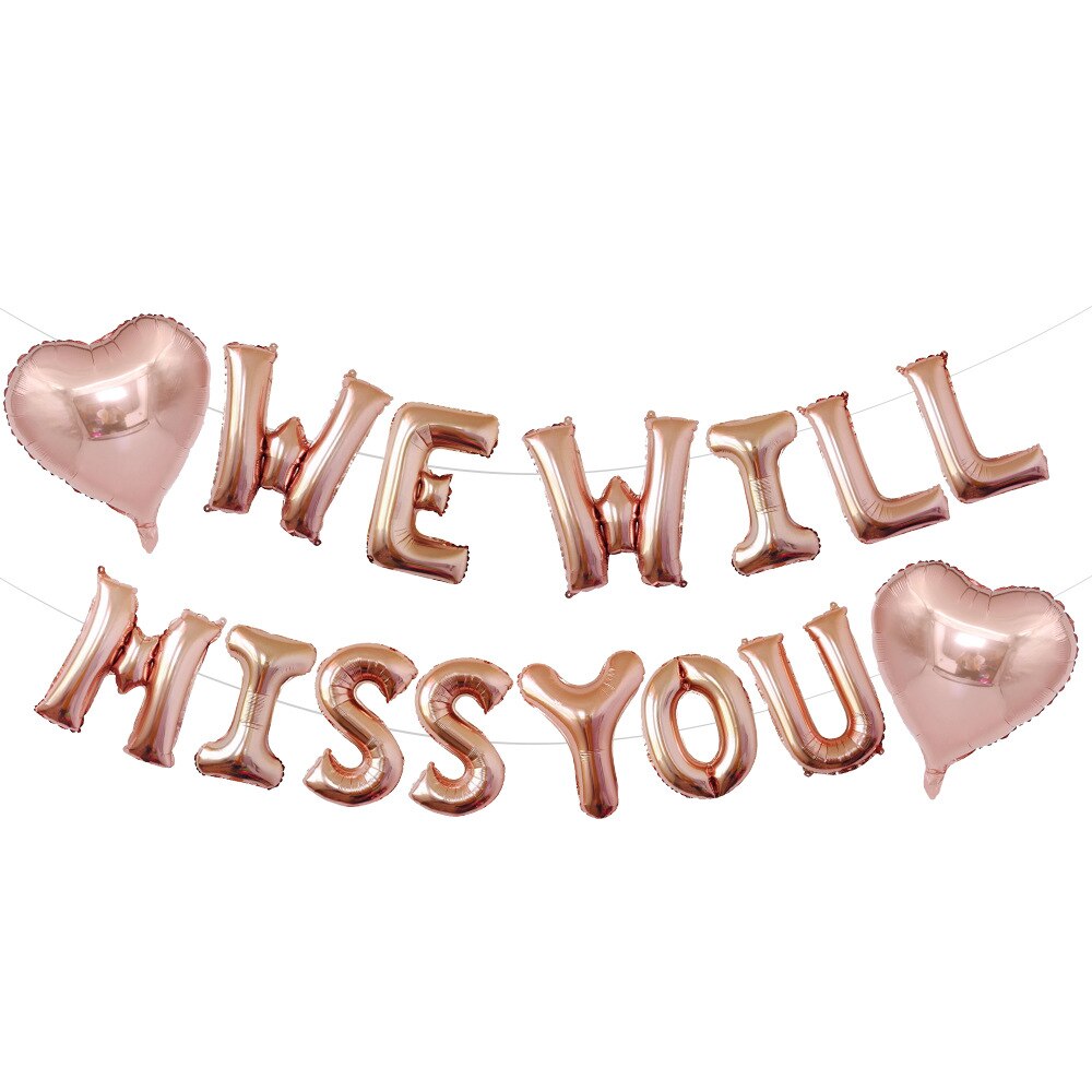 Farewell Party Decoration Rose Gold We Will Miss You Balloon Banner Heart Foil Balloons for Retirement Party Supplies PartyDecorHQ