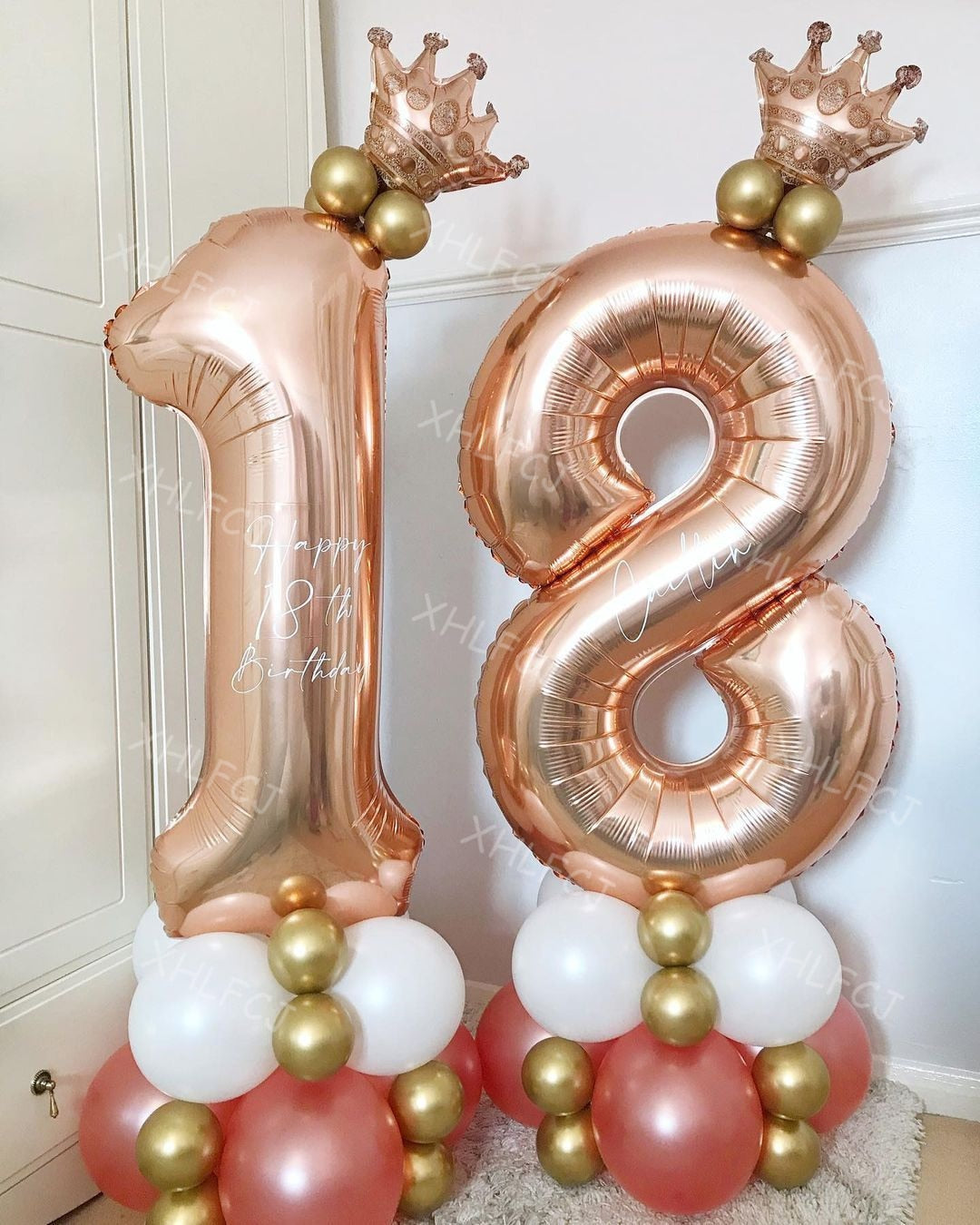 Pcs inch Number Foil Baby Shower Birthday Balloon Crown Rose Gold Figures Balloons Wedding Party Decoration Globos 