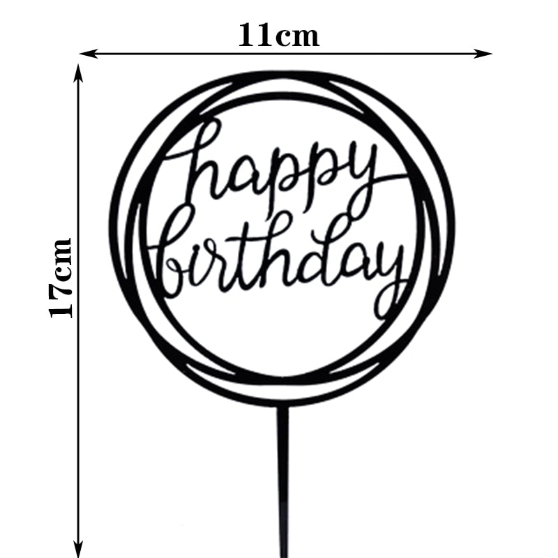 Happy Birthday Cake Topper Acrylic Letter Toppers Party Supplies Black Decorations Boy Designs 