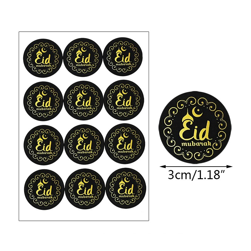 pcs Eid Mubarak Paper Sticker Ramadan Gift Packaging Seal Label Islamic Muslim Festival Party Decoration Supplies 