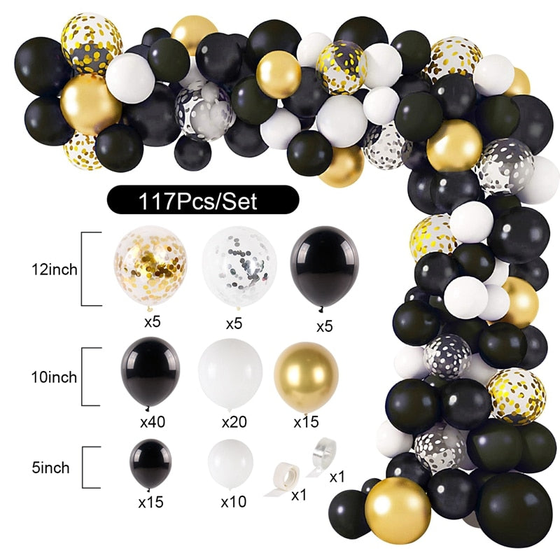 Birthday Black Gold Balloon Garland Arch Kit Happy 30 40 50 Birthday Party Decoration Adults Baby Shower Balloon Supplies PartyDecorHQ