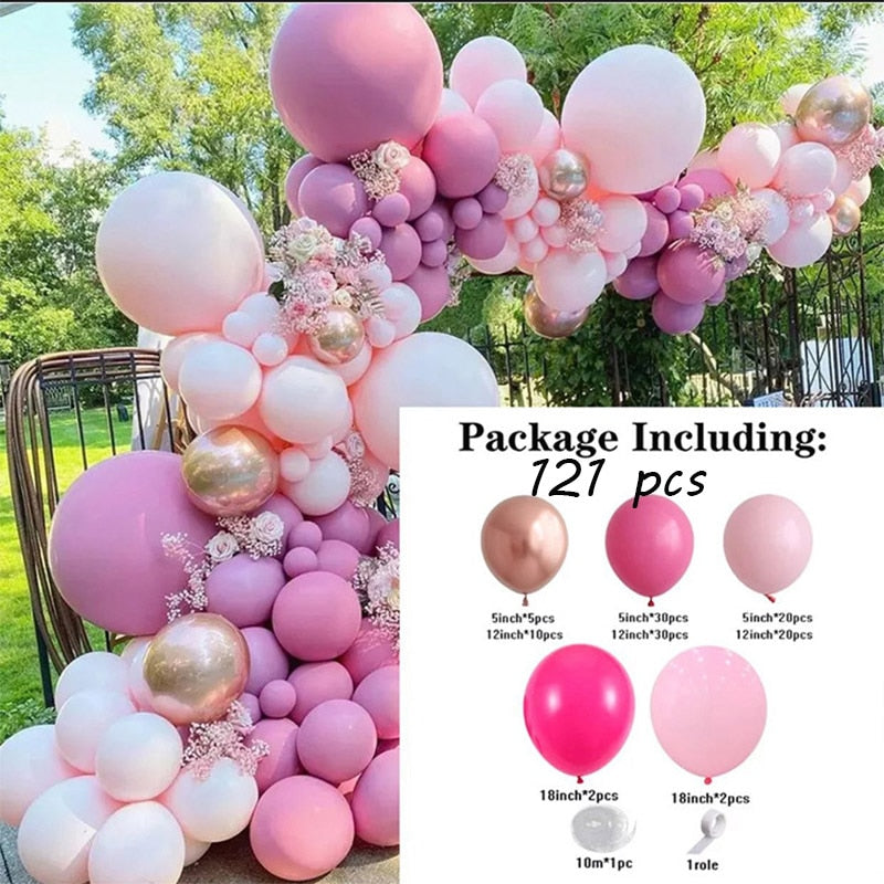 Purple Balloon Garland Arch Kit Rose Gold Latex Wedding Birthday Party Decor Kids Baby Shower Girl Supplies Inflatable Decorations