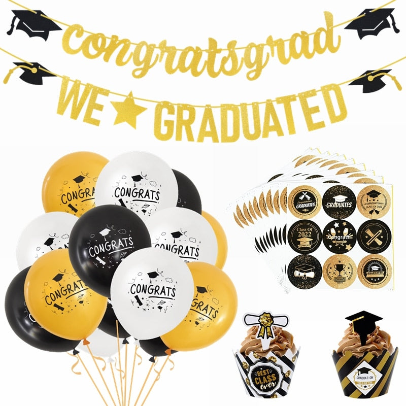 Graduation Balloons Congrats Grad Paper Garland Banner Graduation Party Decorations College Celebration Party DIY Decor Supplies PartyDecorHQ