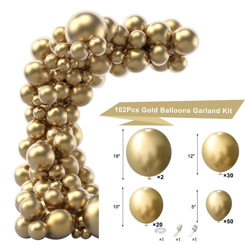 pcs Gold Metallic Balloons Garland Arch Kit Chrome Latex Baloon Wedding Birthday Party Decor Anniversary Gender Reveal Inflatable Decorations