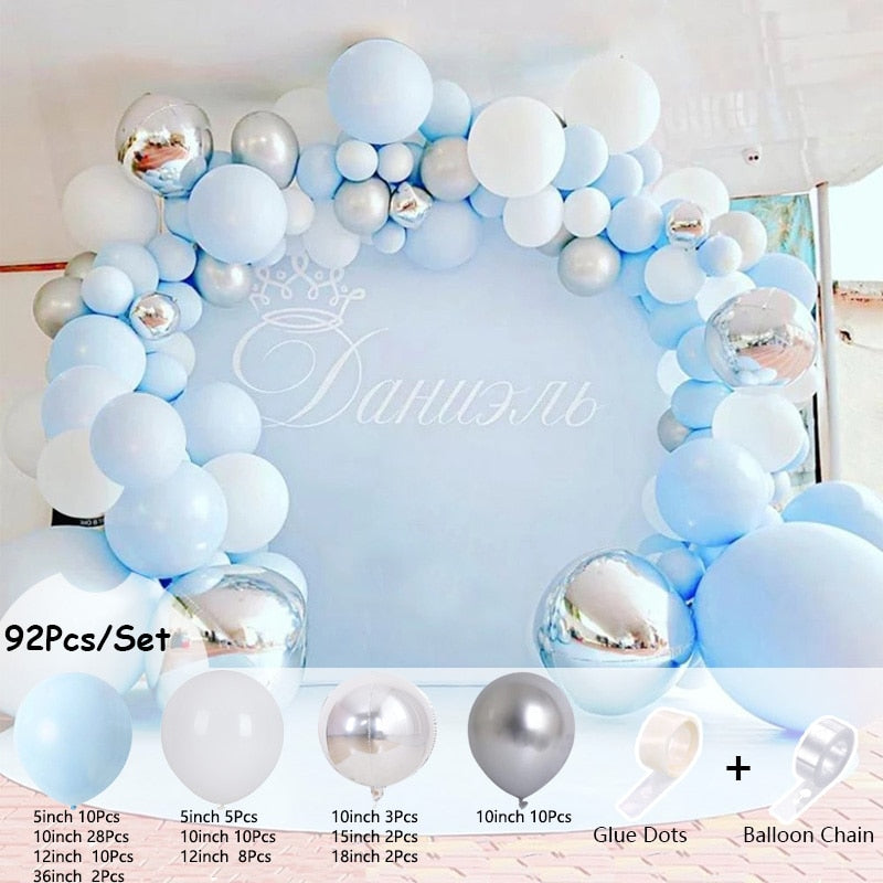 Balloon Arch Set Pink Blue White Confetti Garland Wedding Baby Baptism Shower Birthday Party Balloons Decoration Inflatable Decorations